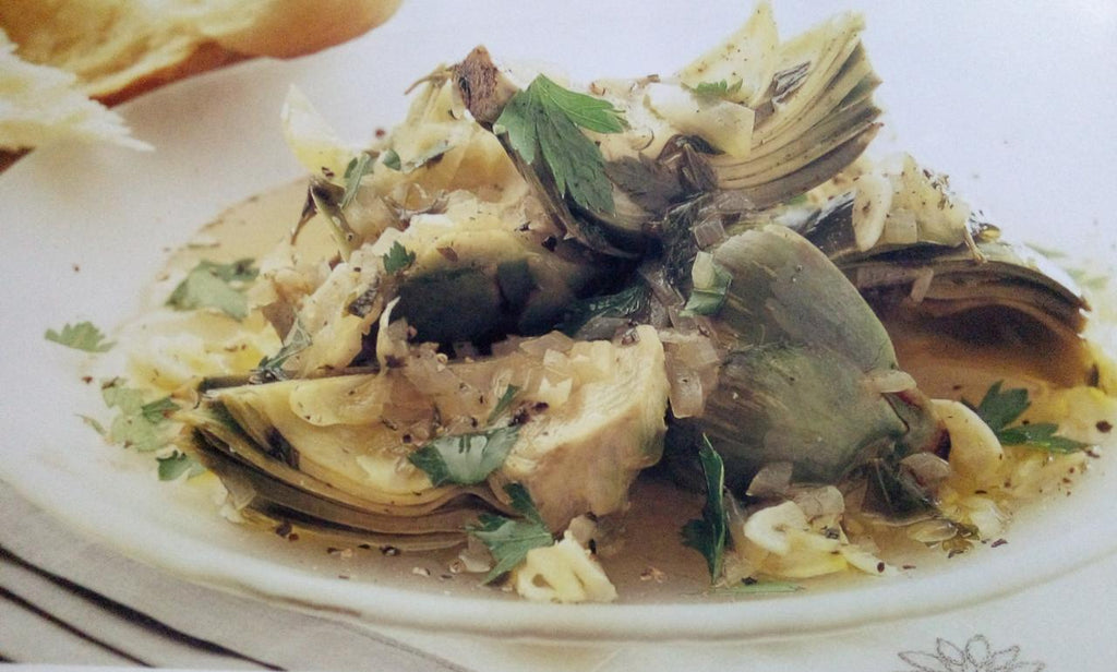 ALCACHOFAS CON AJO, LIMÓN Y ACEITE DE OLIVA