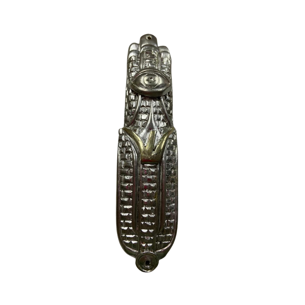 CAJA DE MEZUZAH PLATEADA HAMSA POLIRESINA 12 CM