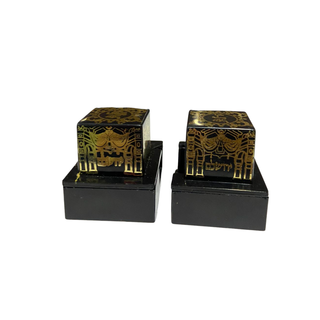 CAJA DE TEFILIN NEGRO Y DORADO # 4