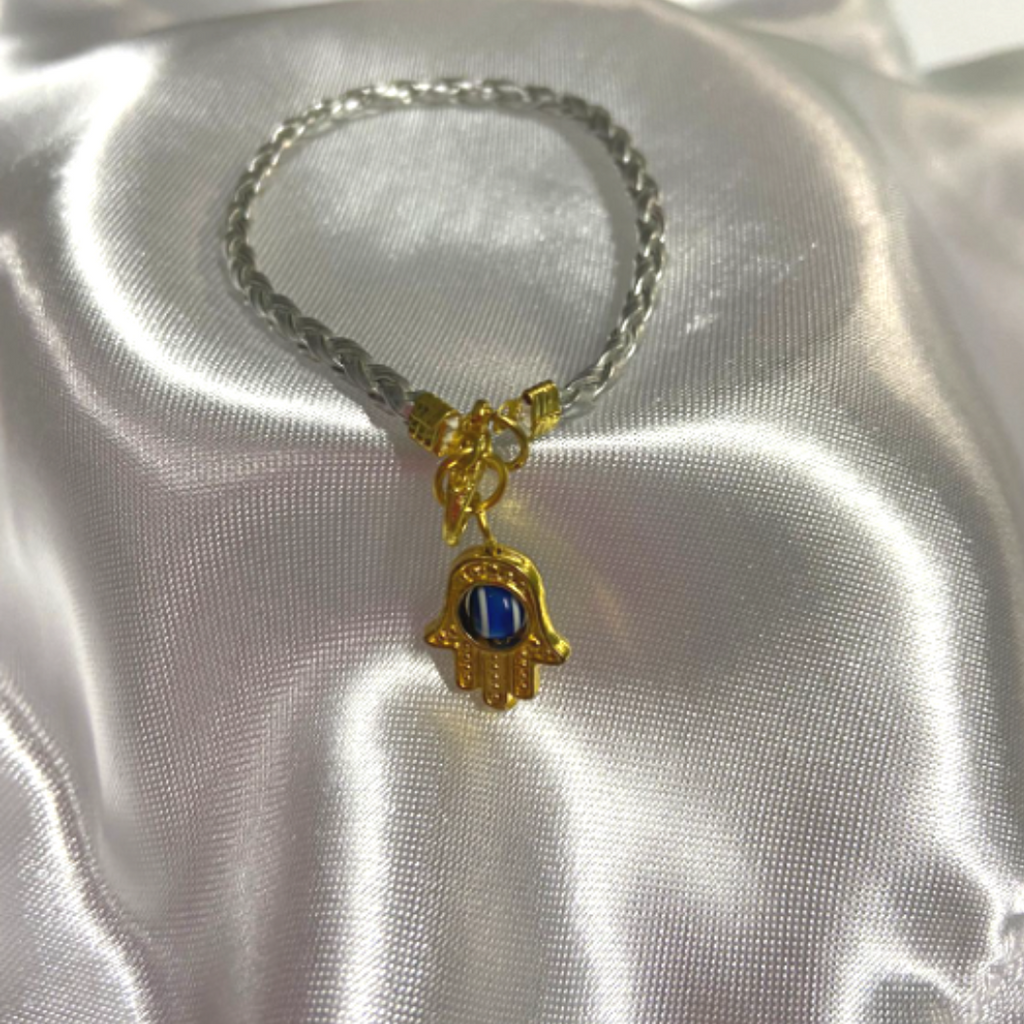 PULSERA TEJIDA HAMSA DORADA