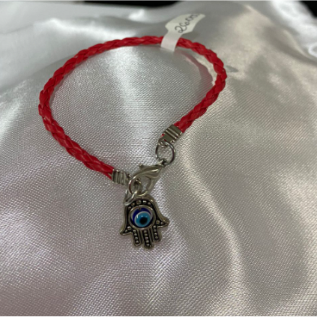 PULSERA TEJIDA HAMSA PLATEDA