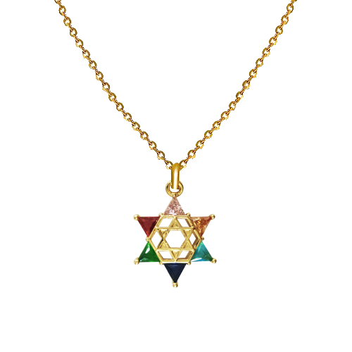 CADENA GOLD FILLED - MAGEN DAVID MULTICOLOR