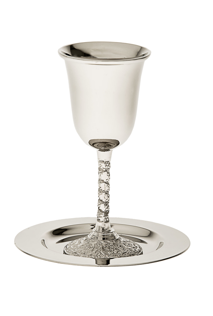COPA DE KIDUSH ACERO INOXIDABLE CON BANDEJA