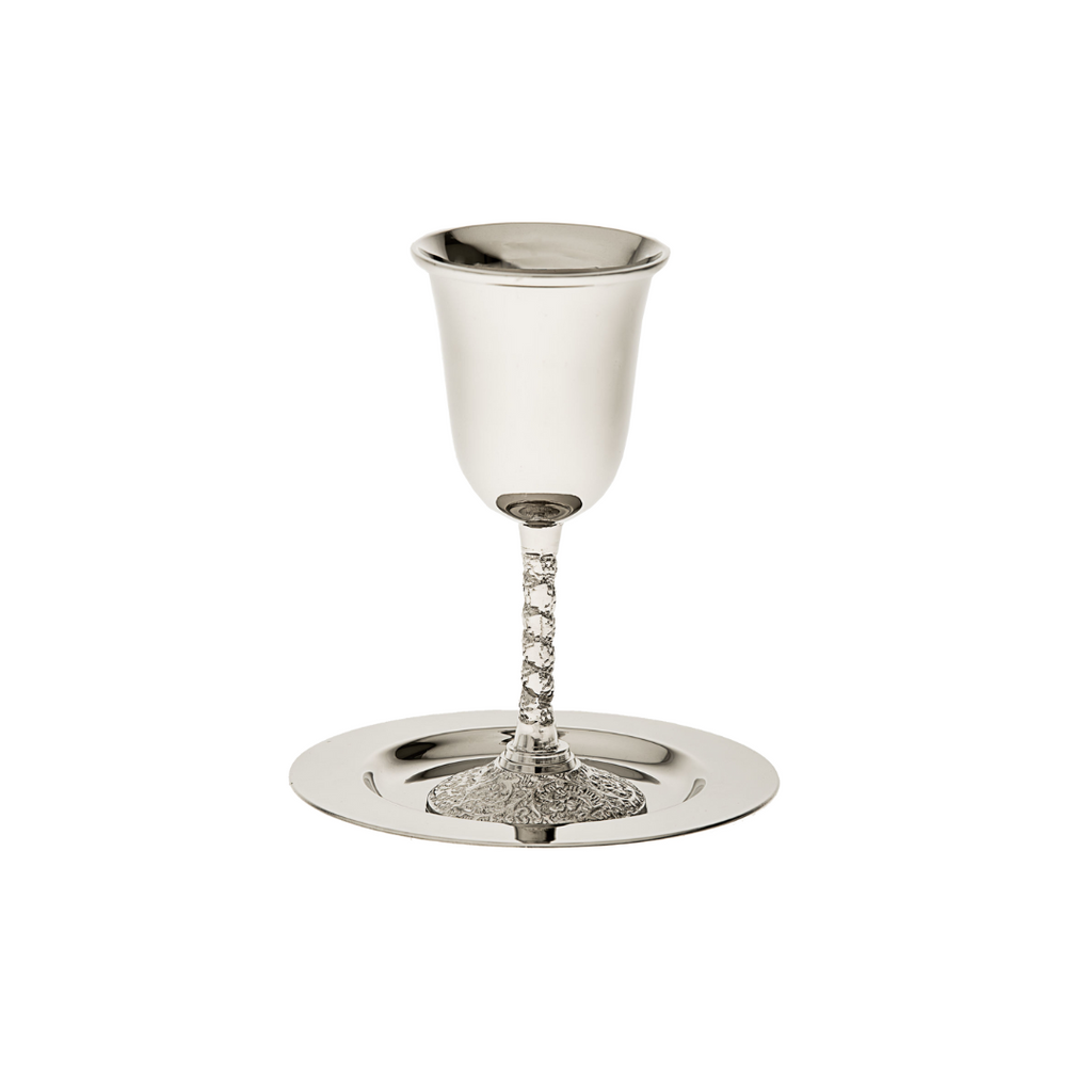COPA DE KIDUSH ACERO INOXIDABLE CON BANDEJA
