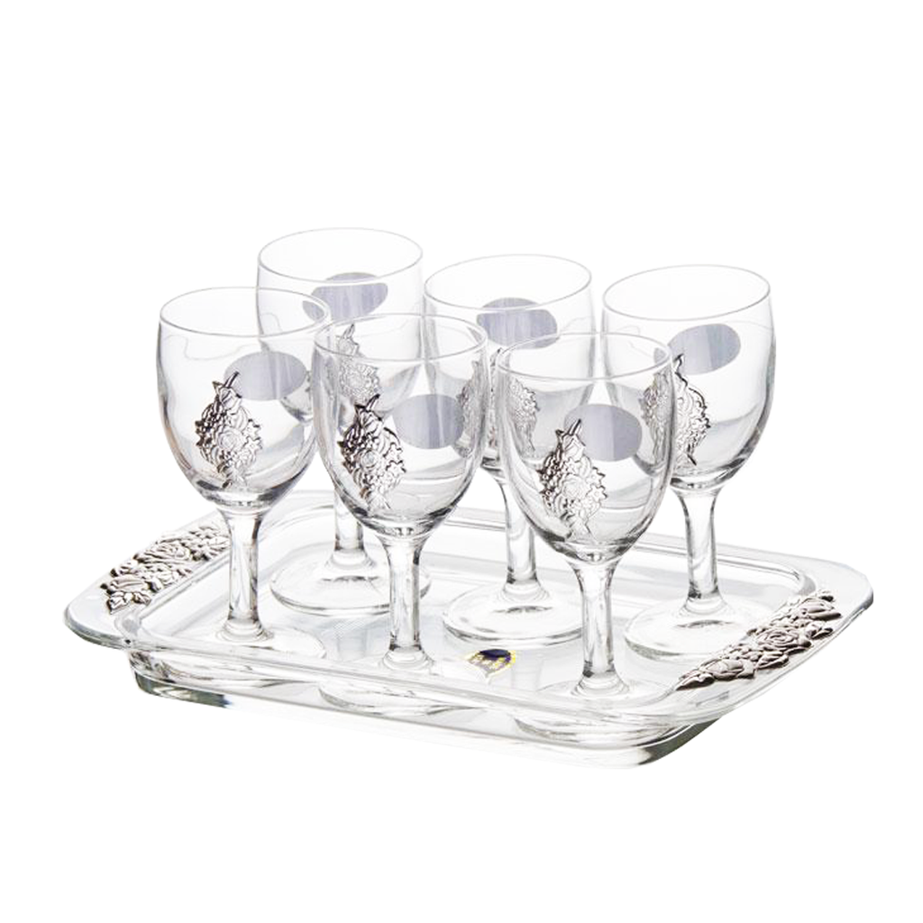 SET DE COPAS CRISTAL Y PLATA